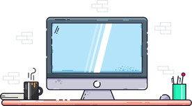 矢量电脑办公桌