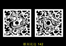 中式镂空花型 底纹边框 雕刻花
