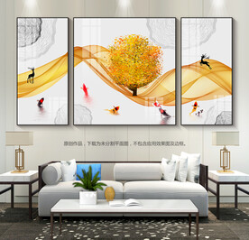 客厅装饰画九鱼图玄关装饰画挂画