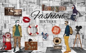 复古时尚潮男工装背景墙