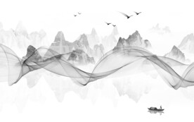 简约大气灰色山水 文件分层 