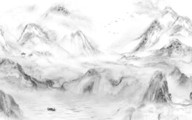 别墅风景意境山水 文件分层 