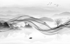 中国风风景意境山水 文件分层 