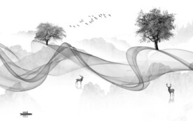 中式 风景意境山水 文件分层 