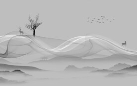 灰色 风景意境山水 文件分层 