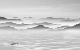 新款大气灰色山水 文件分层 