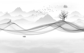 灰色大气意境山水 文件分层 