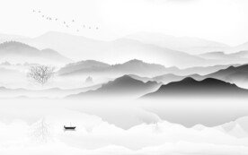 水墨 风景新款山水 文件分层 