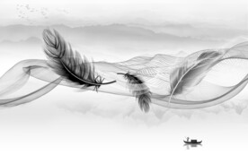 羽毛大气中式山水 文件分层 