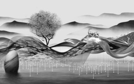 高端 大气中式山水 文件分层 