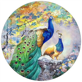 孔雀圆形装饰画油画
