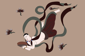 敦煌莫高窟203窟初唐献花飞天