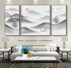 抽象水墨画客厅装饰画晶瓷器画