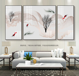 客厅装饰画九鱼图沙发背景画挂画