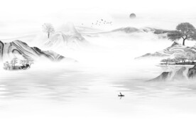 别墅山水简约新画 文件分层画