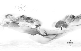 高档 山水现代新画 文件分层画