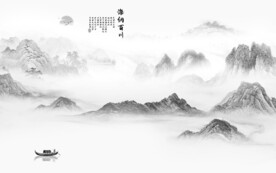 中国风新山水高清画 文件分层画