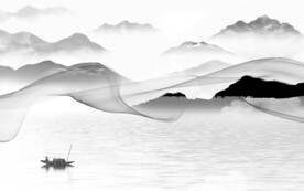 中国风新山水意境画 文件分层画