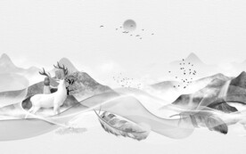 最新简约山水画 文件分层画