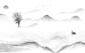 高端 新简约山水画 文件分层画