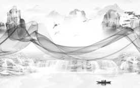 高清新简约山水画 文件分层画