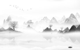 最新新爆款山水画 文件分层画