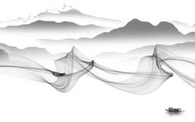 中国风新爆款山水画 文件分层画