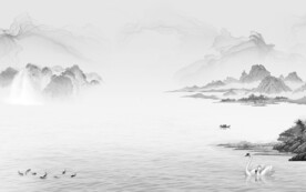 新上架新中式山水图 文件分层画