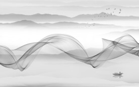 别墅高清新山水画 文件分层画