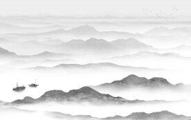 爆款高清新山水画 文件分层画