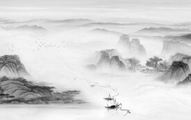 客厅高清新山水画 文件分层画