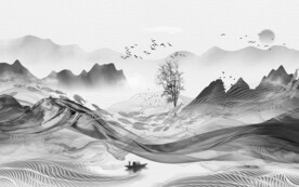 新中式高清新山水画 文件分层画