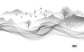 客厅中式新山水画 文件分层画