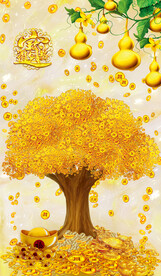 发财树 装饰画 晶瓷画