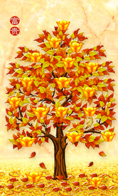 发财树 装饰画 晶瓷画