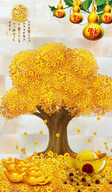 发财树 装饰画 晶瓷画