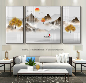 创意客厅装饰画无框画三联画挂画