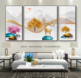 简约客厅装饰画三联画沙发背景画
