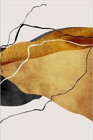 北欧风抽象金色水墨油画装饰画