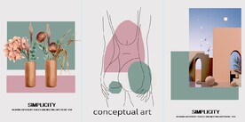 莫迪兰抽象建筑花瓶装饰无框画