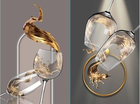 晶瓷金色光影酒杯餐饮装饰画