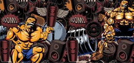 欧美风复古大力士健身房背景墙