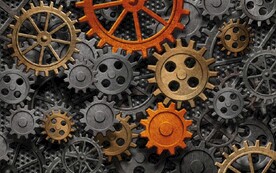 复古工业风机械齿轮餐饮背景墙