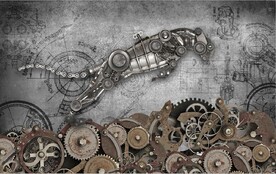 复古工业风机械齿轮餐饮背景墙