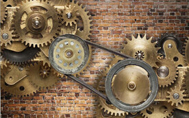 复古工业风机械齿轮餐饮背景墙