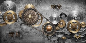 复古工业风机械齿轮餐饮背景墙