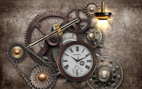 复古工业风机械齿轮餐饮背景墙