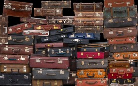 复古欧美风旧皮箱餐饮酒吧背景墙