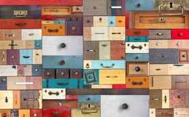 欧美风复古木抽屉把手电视背景墙