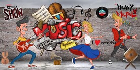 欧美风3D音乐人物KTV背景墙